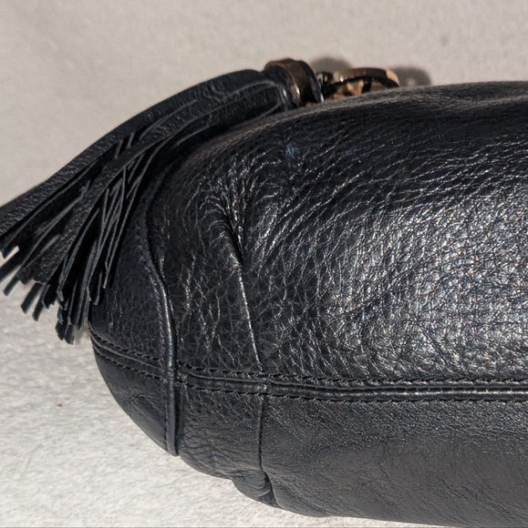 Michael Kors Black and Gold Hobo Bag with Tassel - Picture 10 of 11